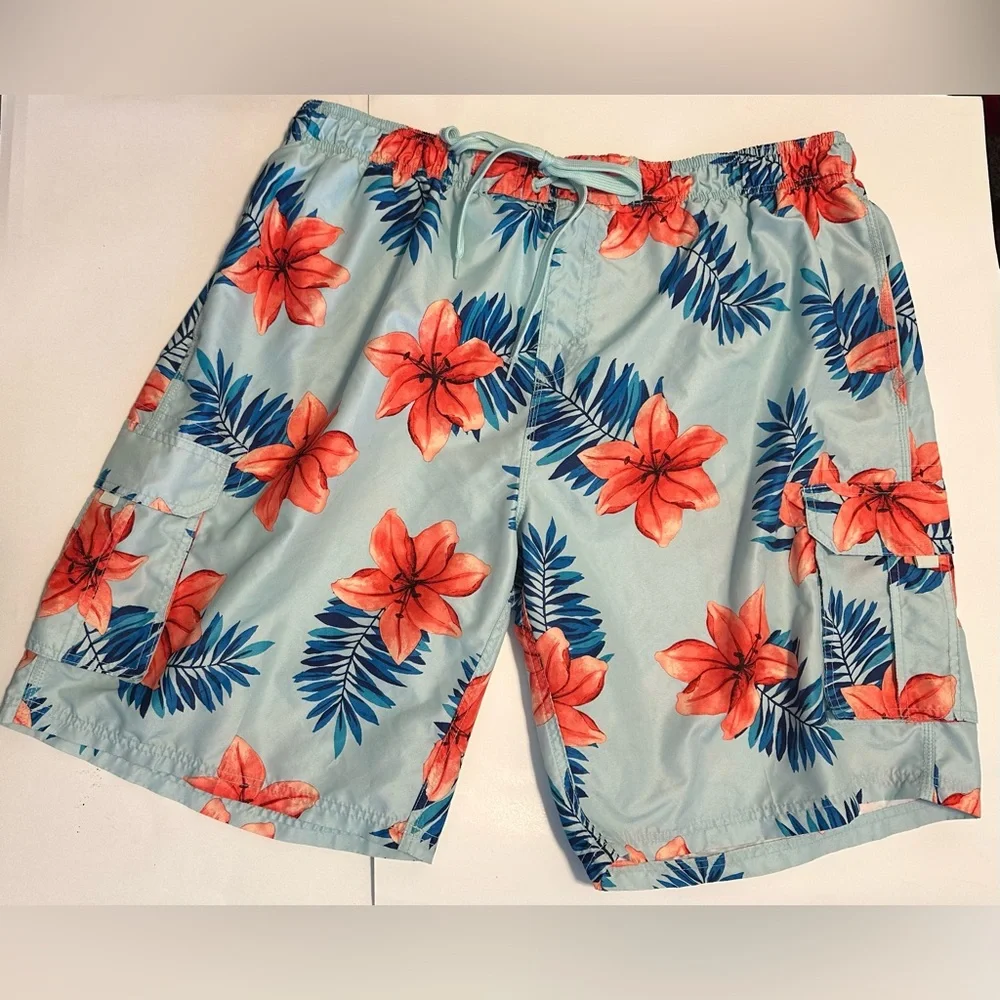 KANU SURF MEN'S BARRACUDA SWIM TRUNKS SHORTS SIZE 3XL‎ KALA BLUE FLORAL HAWAIIAN